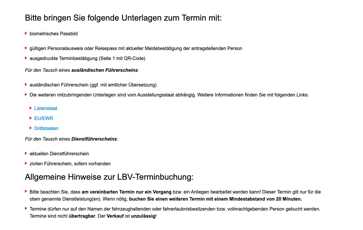 Requisitos para el día del turno